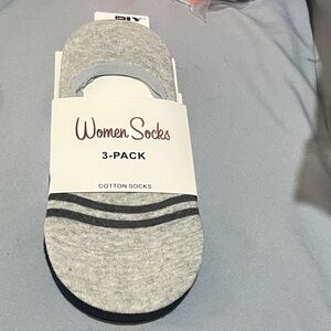 Gray & Black Cotton No-Show Socks 3-Pack